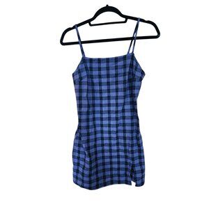 Blue & Black Plaid Mini Dress With Spaghetti Straps By L.A. Hearts